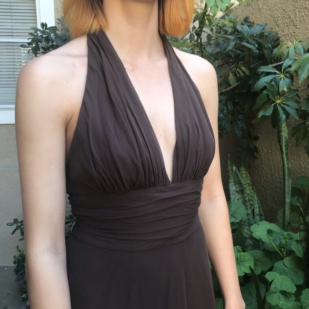 Vintage brown Rubber Ducky productions silk dress